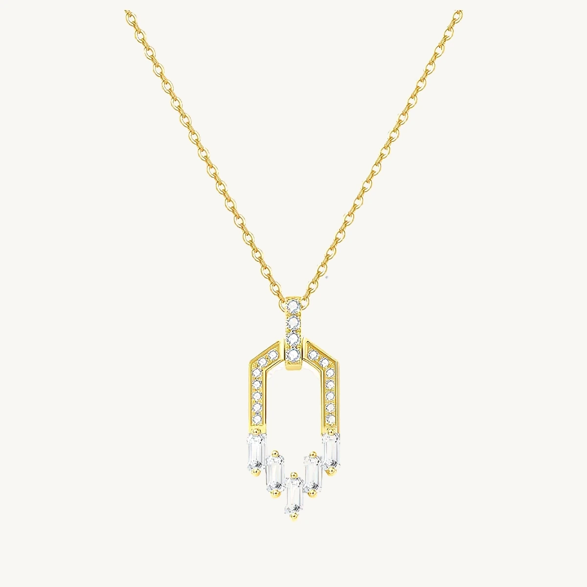 Art Deco Baguette Arch Pendant in 14k Yellow Gold