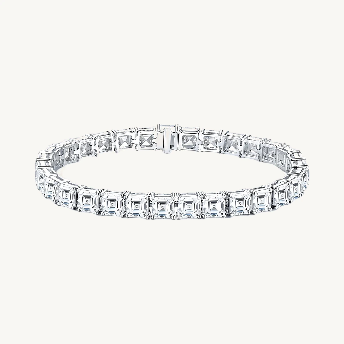 Asscher Tennis Bracelet in 14k White Gold