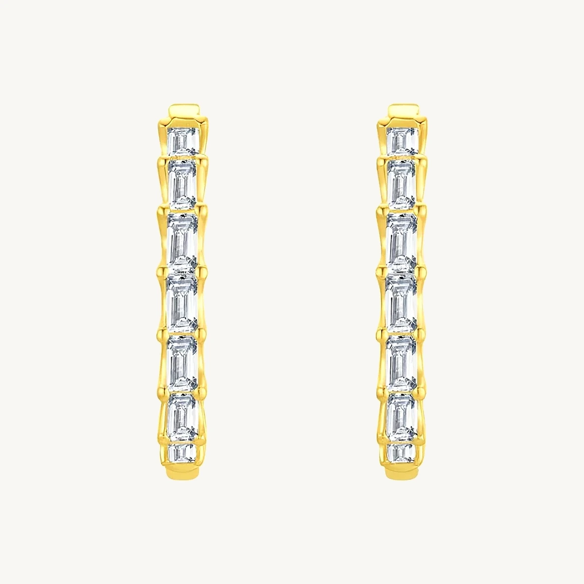 Baguette Hoop Earrings in 14k Yellow Gold