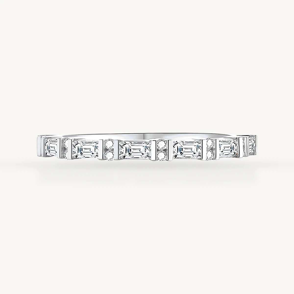 Bar-Set Baguette Band in 14k White Gold