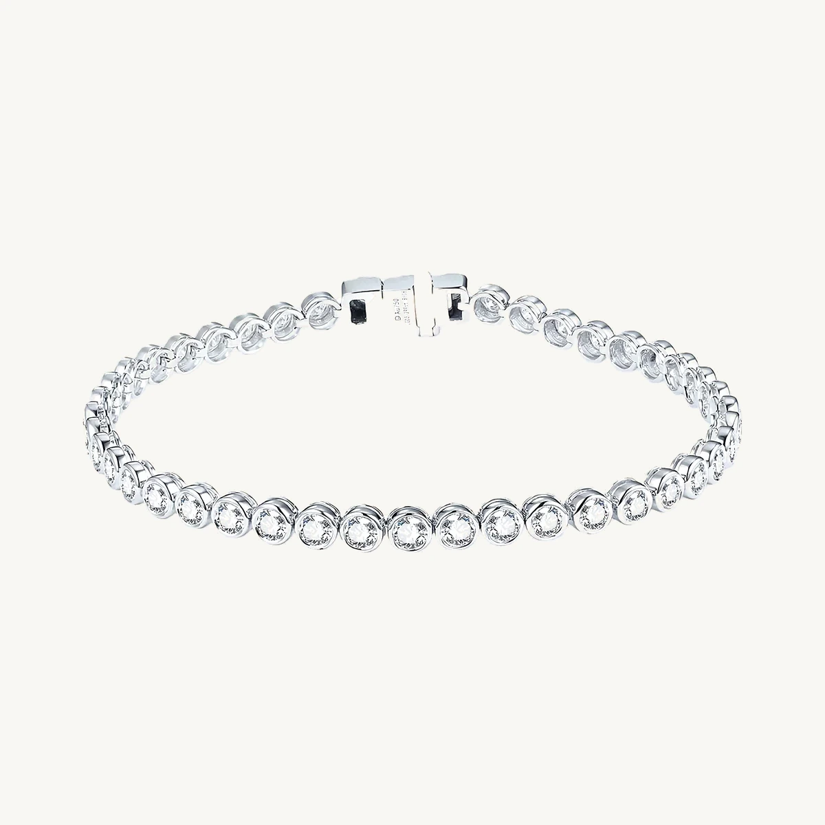 Bezel Round Tennis Bracelet in 14k White Gold