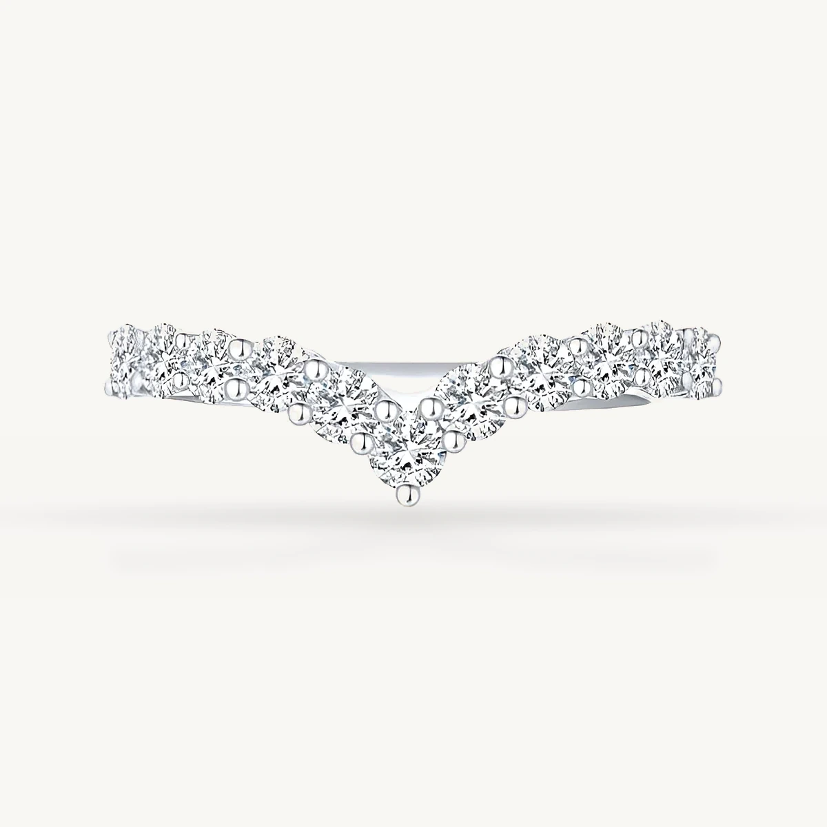 Chevron Pavé Contour Band in 14k White Gold