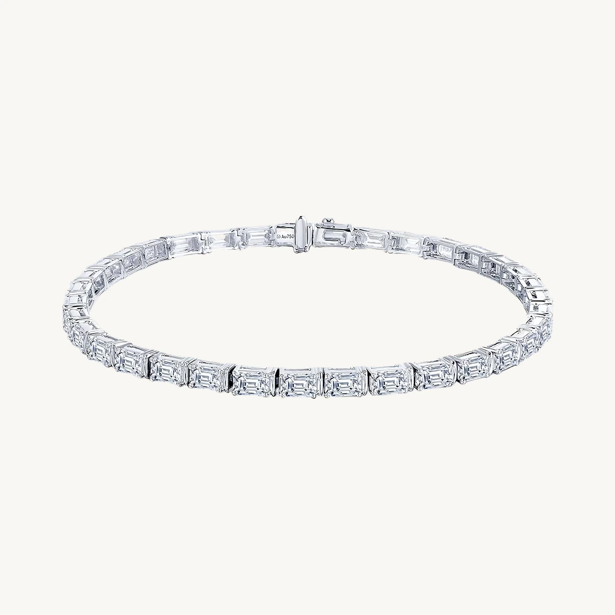 East-West Emerald-Cut Tennis Bracelet in 14k White Gold