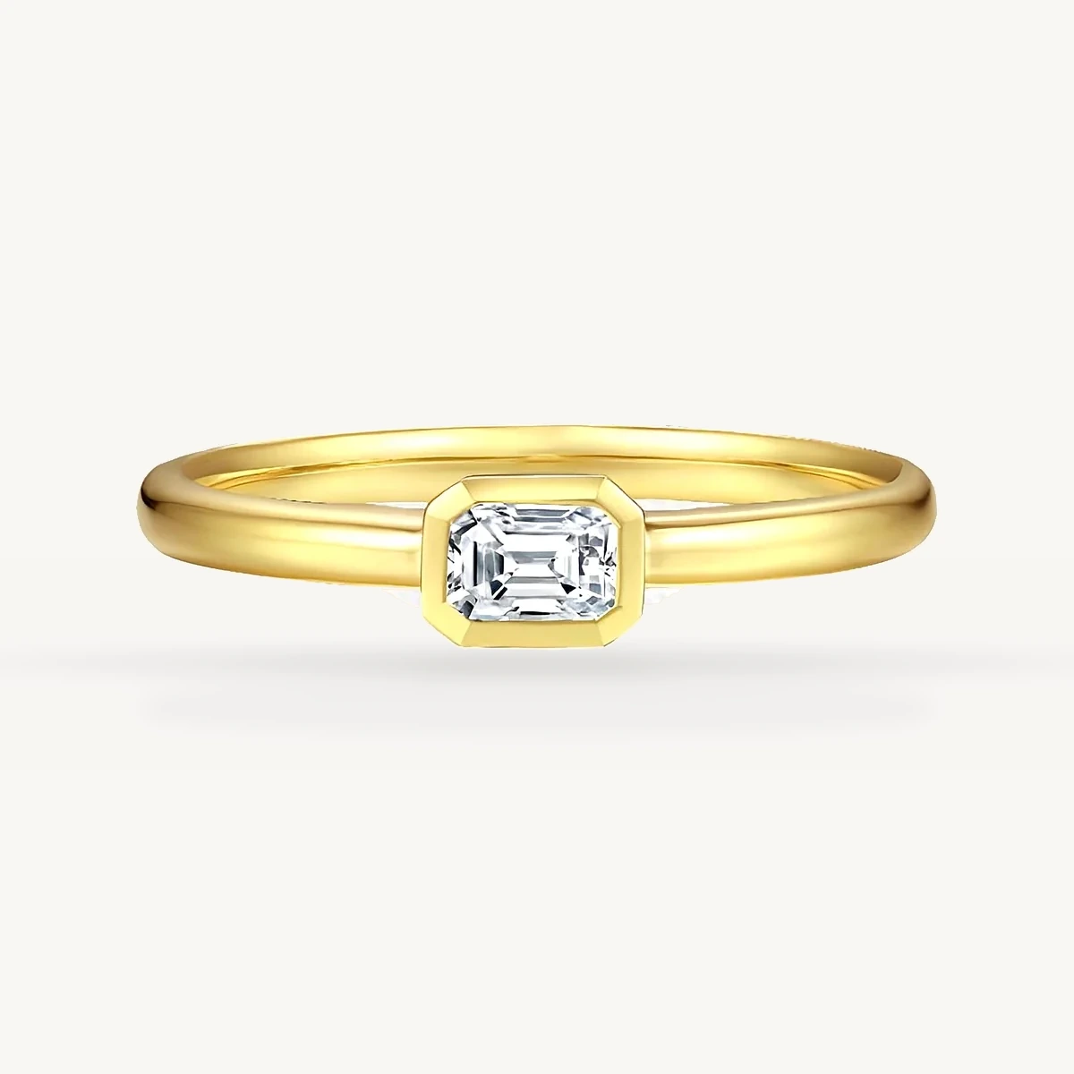 Emerald-Cut Bezel Ring in 14k Yellow Gold