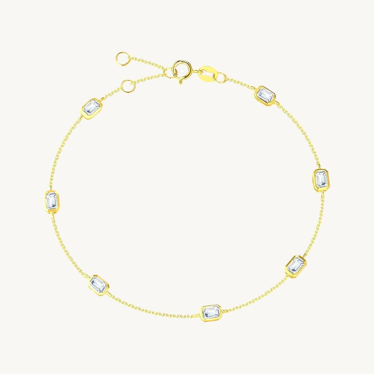 Emerald-Cut Bezel Station Bracelet in 14k Yellow Gold