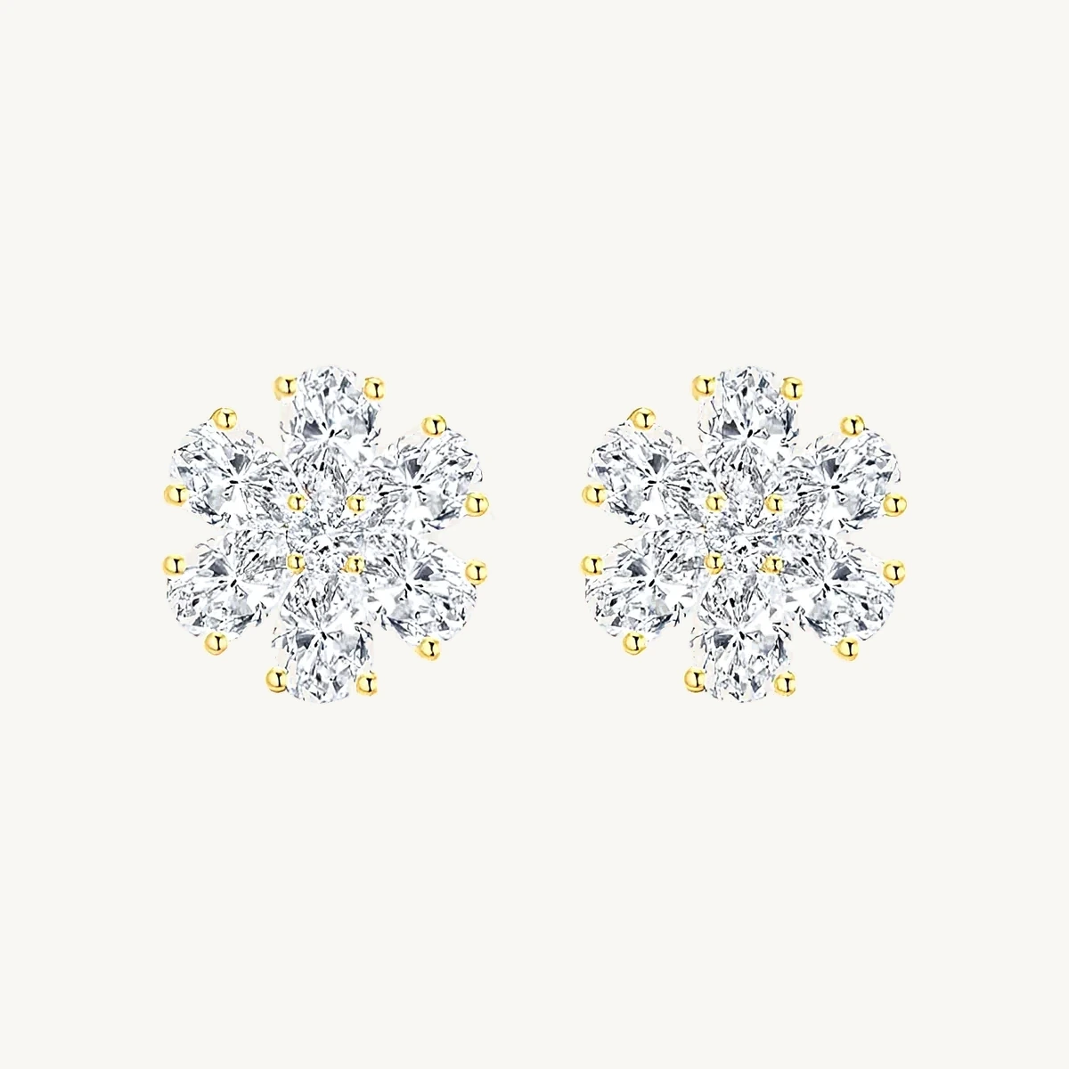 Flower Cluster Studs in 14k White & Yellow Gold
