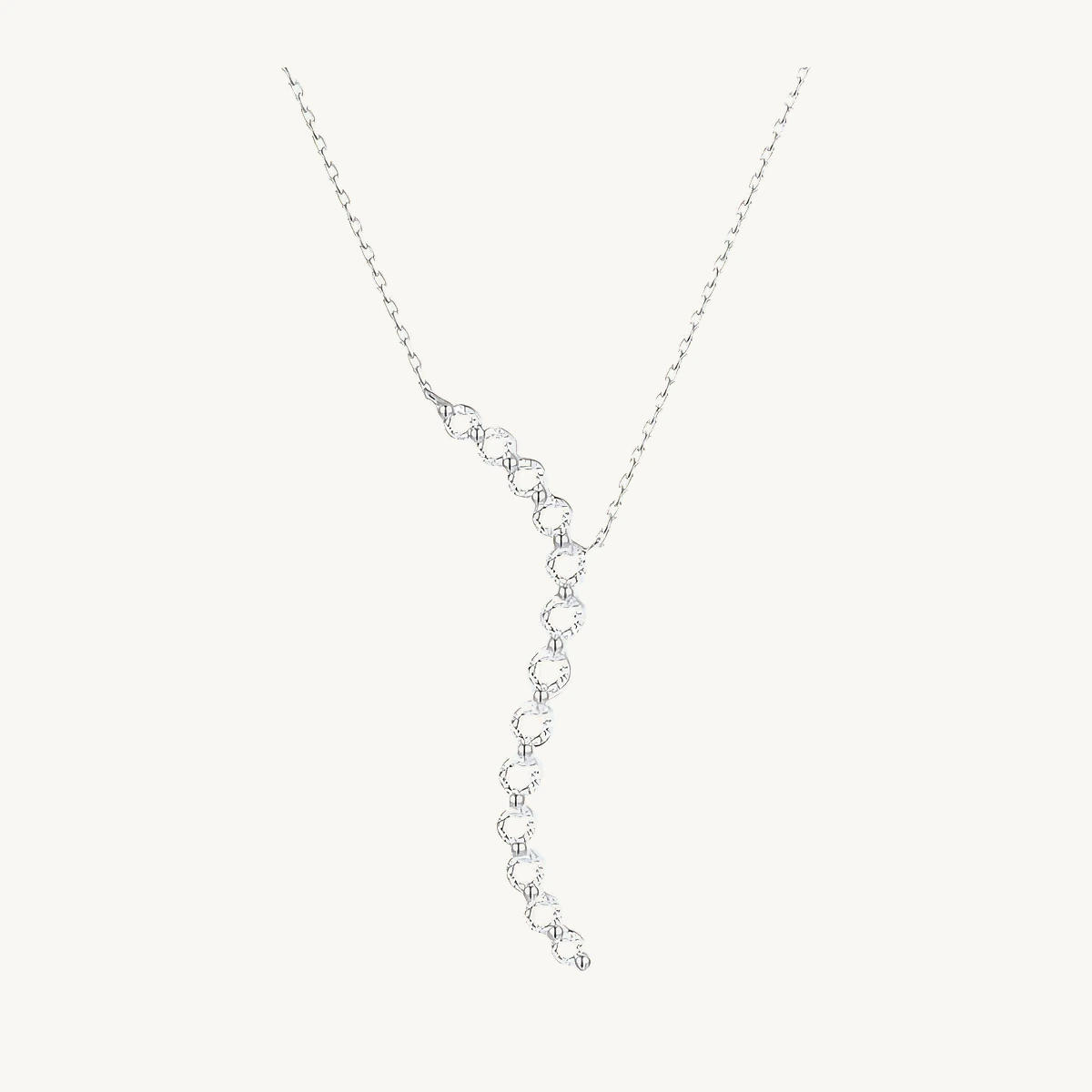 Graduated Bezel Drop Necklace in 14k White Gold