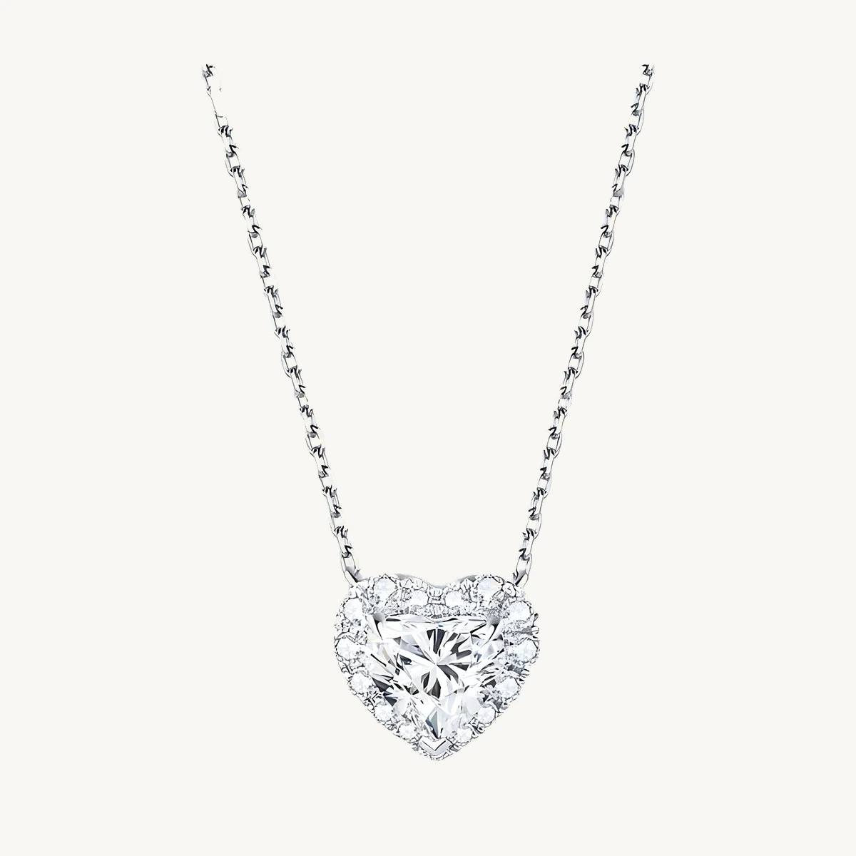 Heart Halo Pendant in 14k White Gold