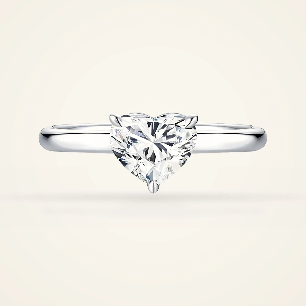 Heart Solitaire Ring in 14K White Gold