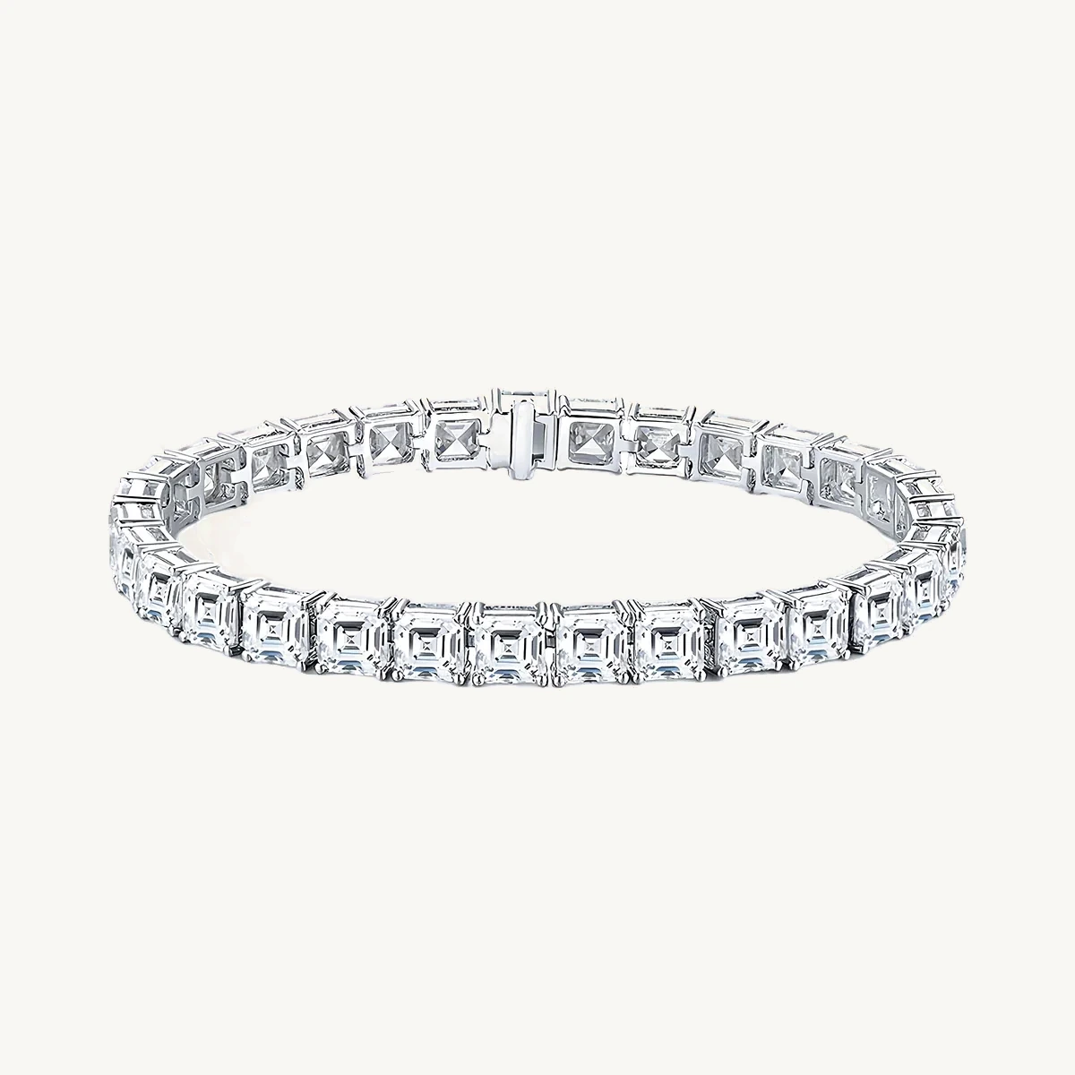 Large Asscher Tennis Bracelet in 14k White Gold