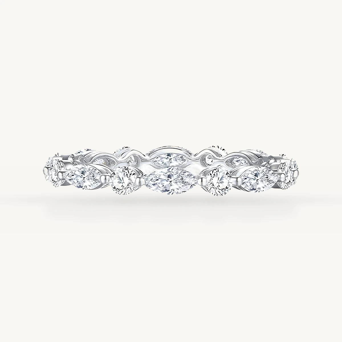 Marquise & Round Eternity Band in 14k White Gold