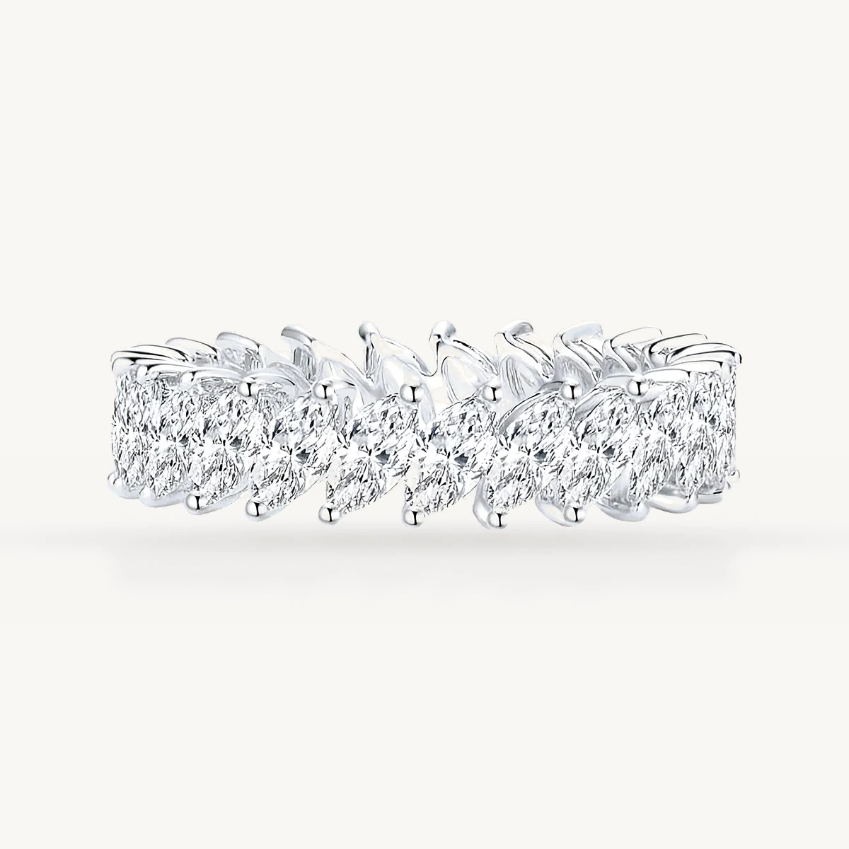 Marquise Cluster Wide Band in 14k White Gold