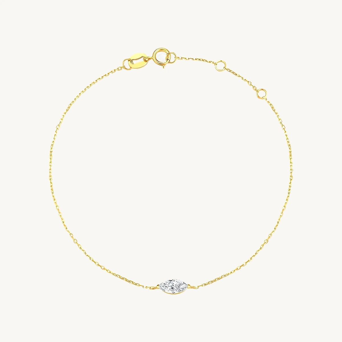 Marquise Solitaire Chain Bracelet in 14k Yellow Gold