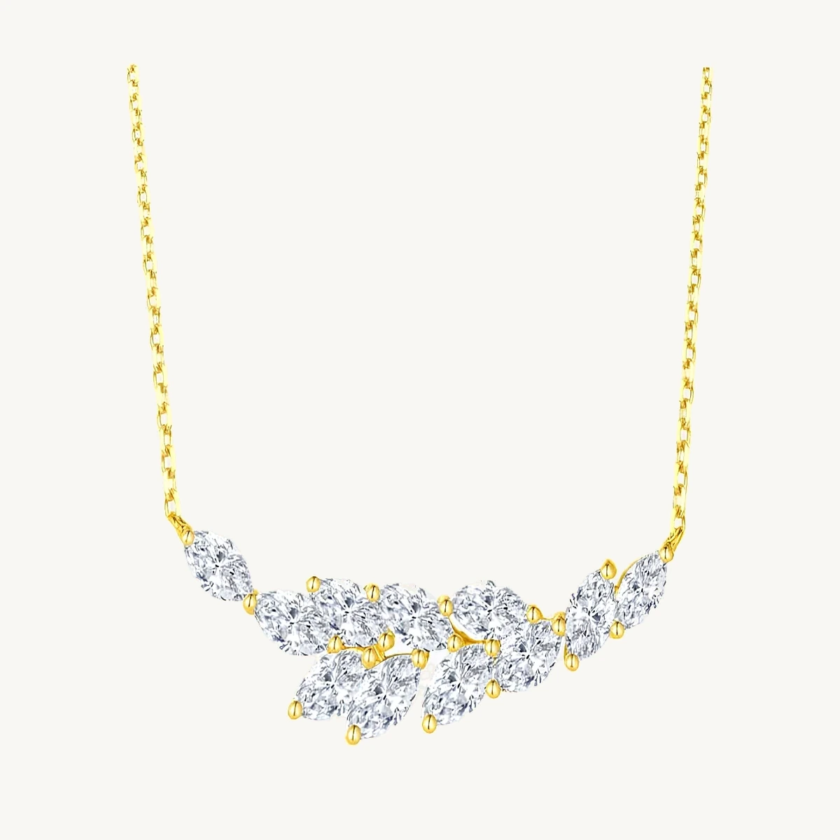 Marquise Vine Necklace in 14k Yellow Gold