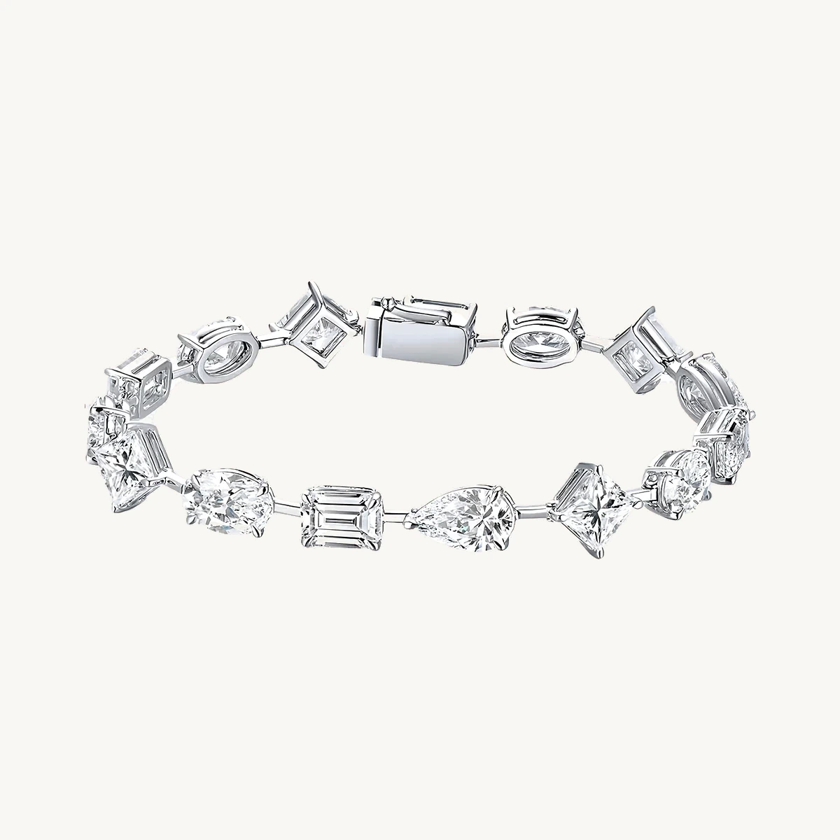 Mixed-Shape Station Bracelet in 14k White Gold