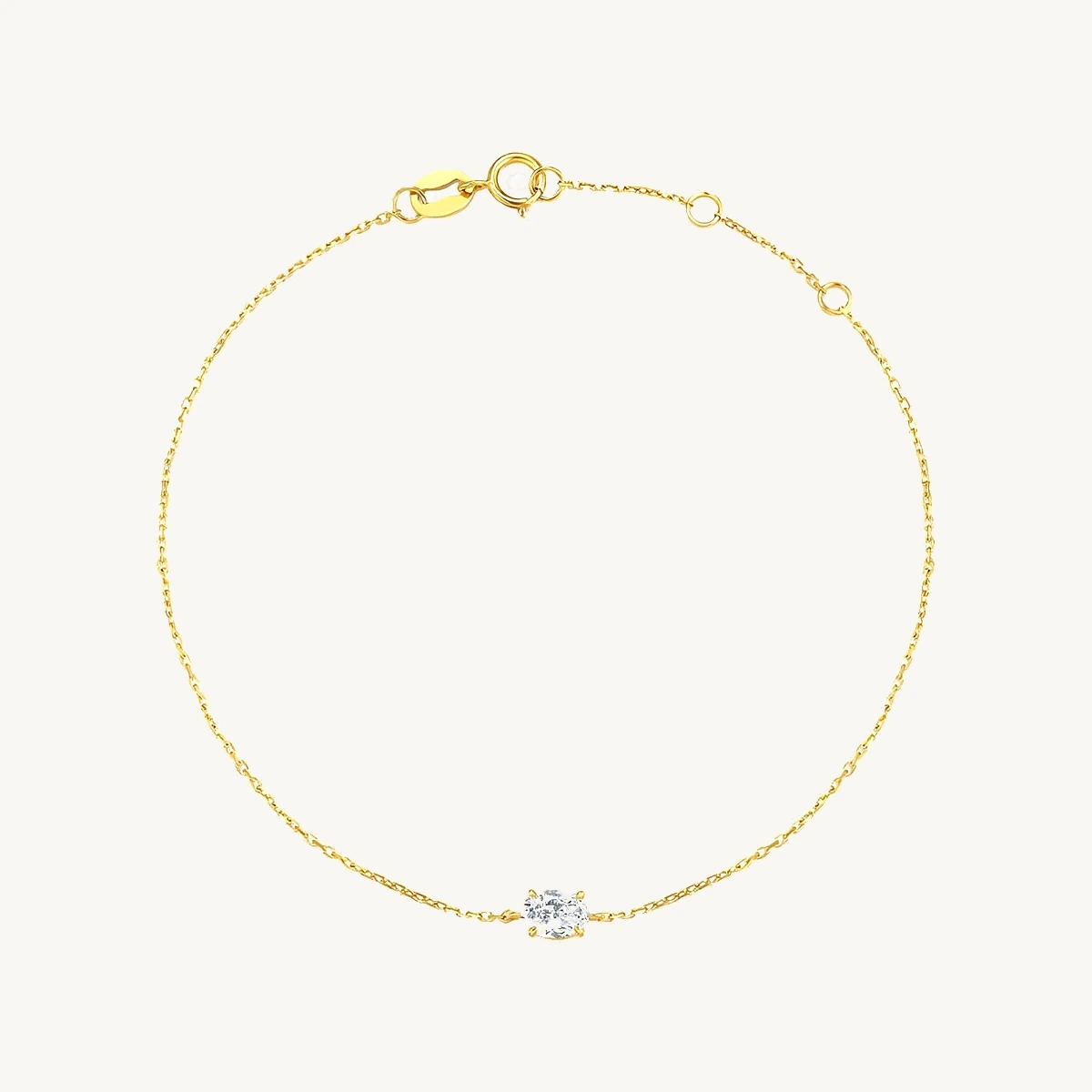Oval Solitaire Chain Bracelet in 14k Yellow Gold