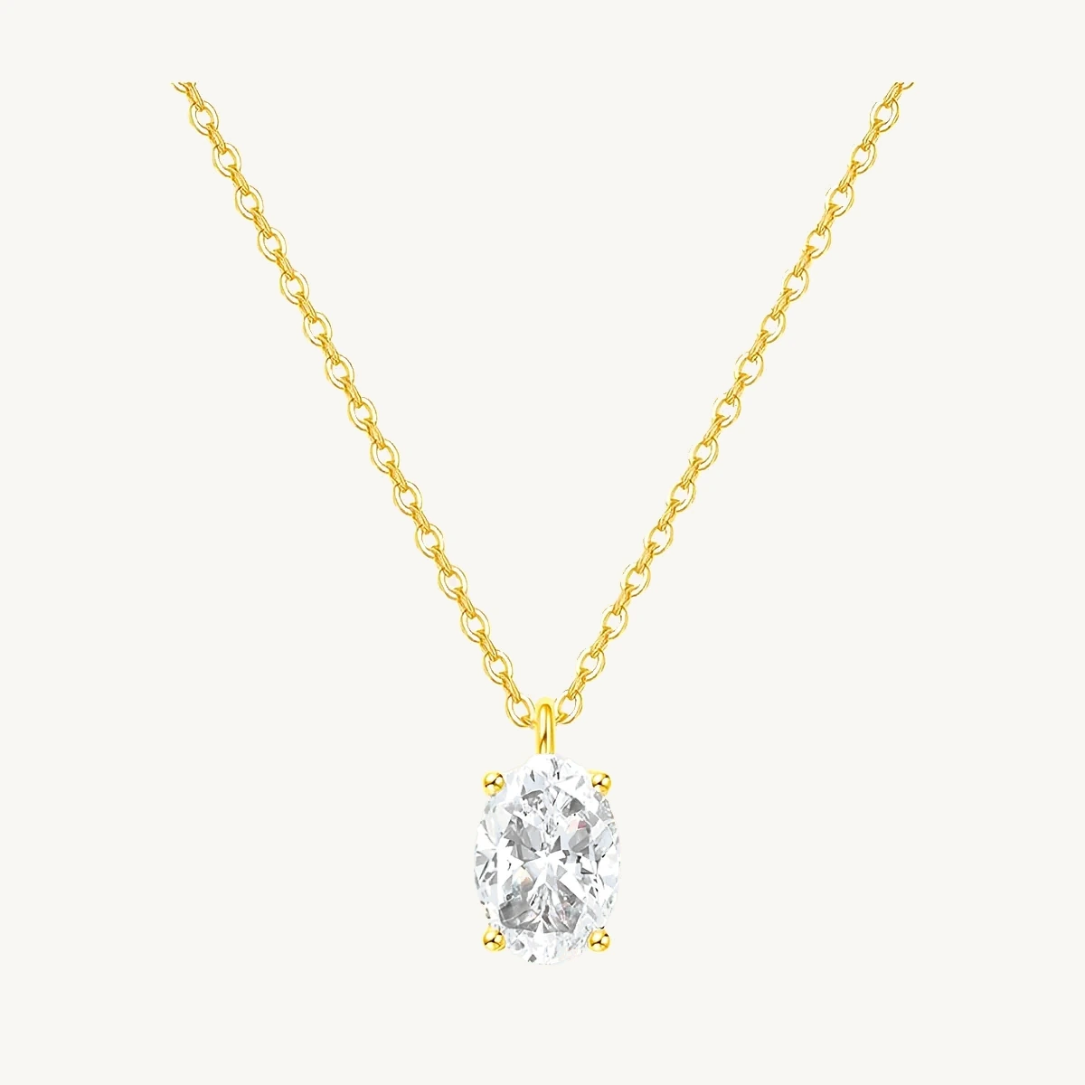 Oval Solitaire Pendant in 14k Yellow Gold