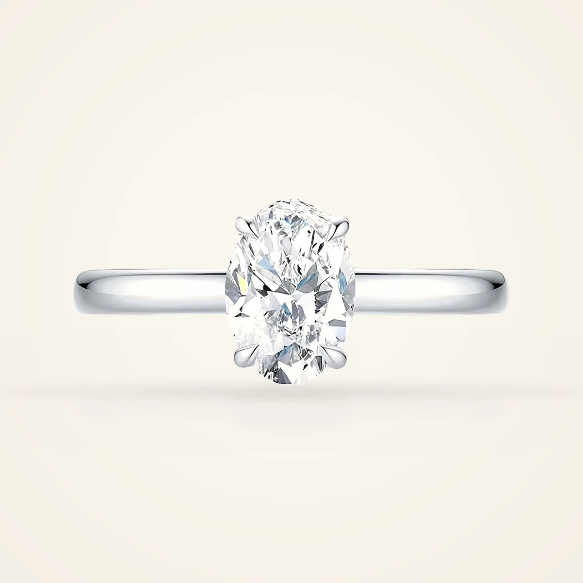 Oval Solitaire Ring in 14k White Gold