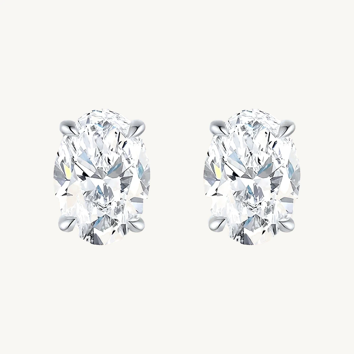 Oval Stud Earrings in 14k White Gold