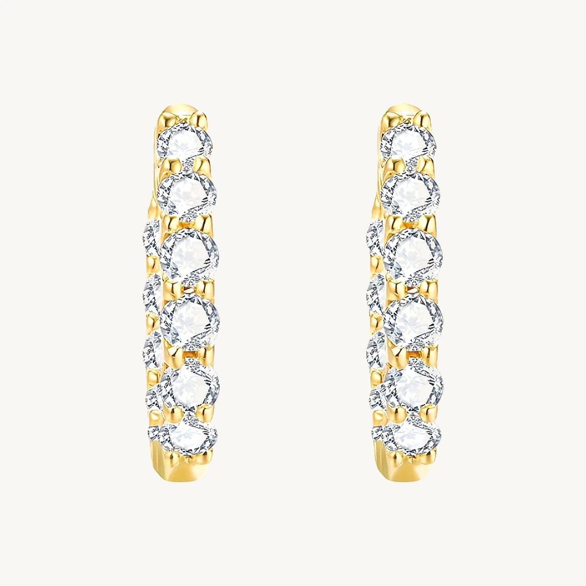 Pavé Link Hoop Earrings in 14k Yellow Gold