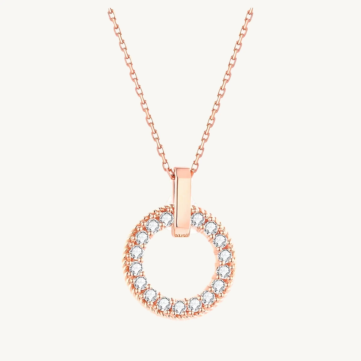 Pavé Open Circle Pendant in 14k Rose Gold