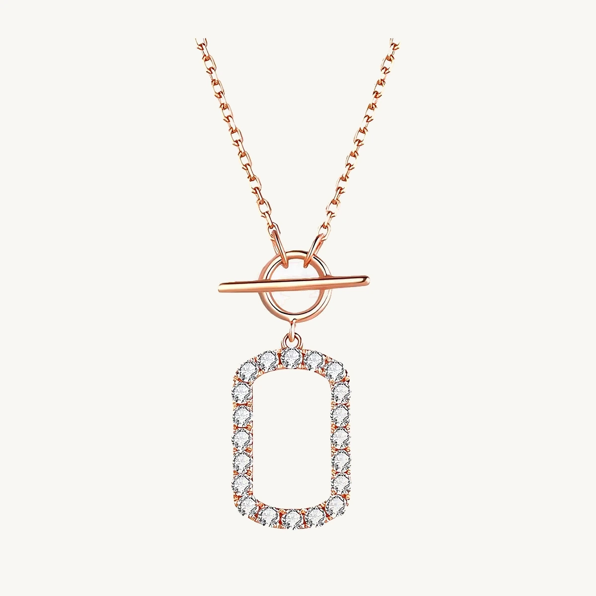 Pavé Toggle Frame Pendant in 14k Rose Gold