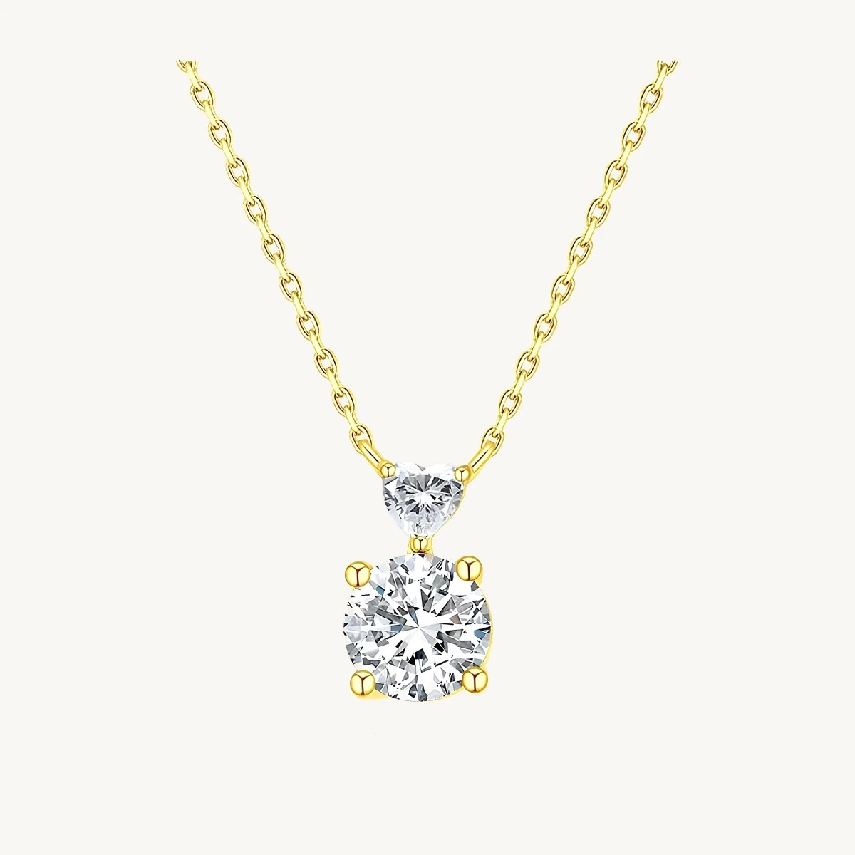 Pear & Round Drop Pendant in 14k Yellow Gold