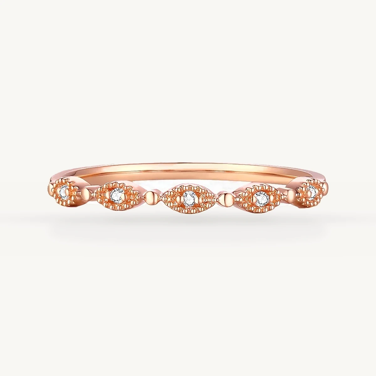 Rose Gold Marquise-Motif Stacking Band in 14k Rose Gold