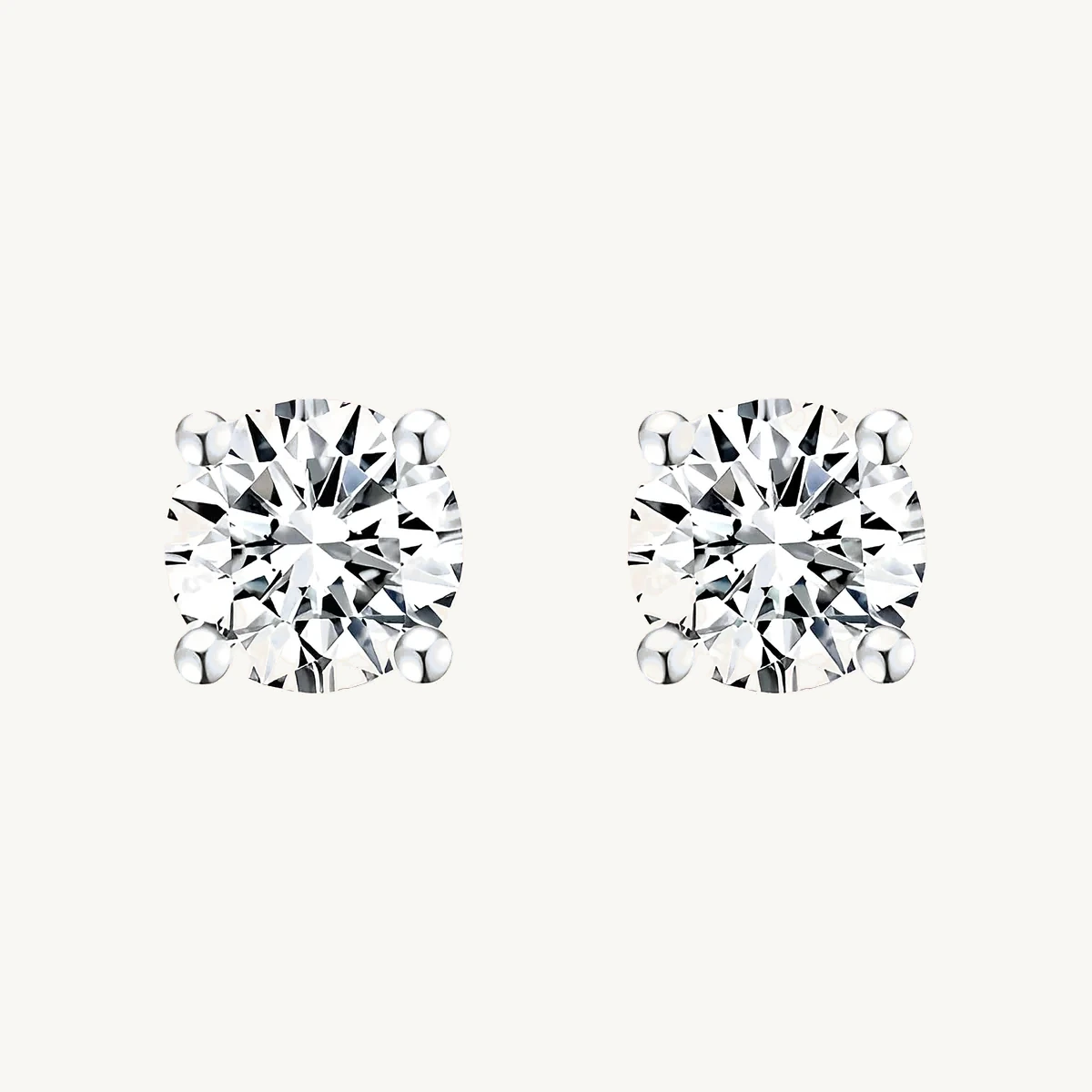 Round Basket Stud Earrings in 14k White Gold