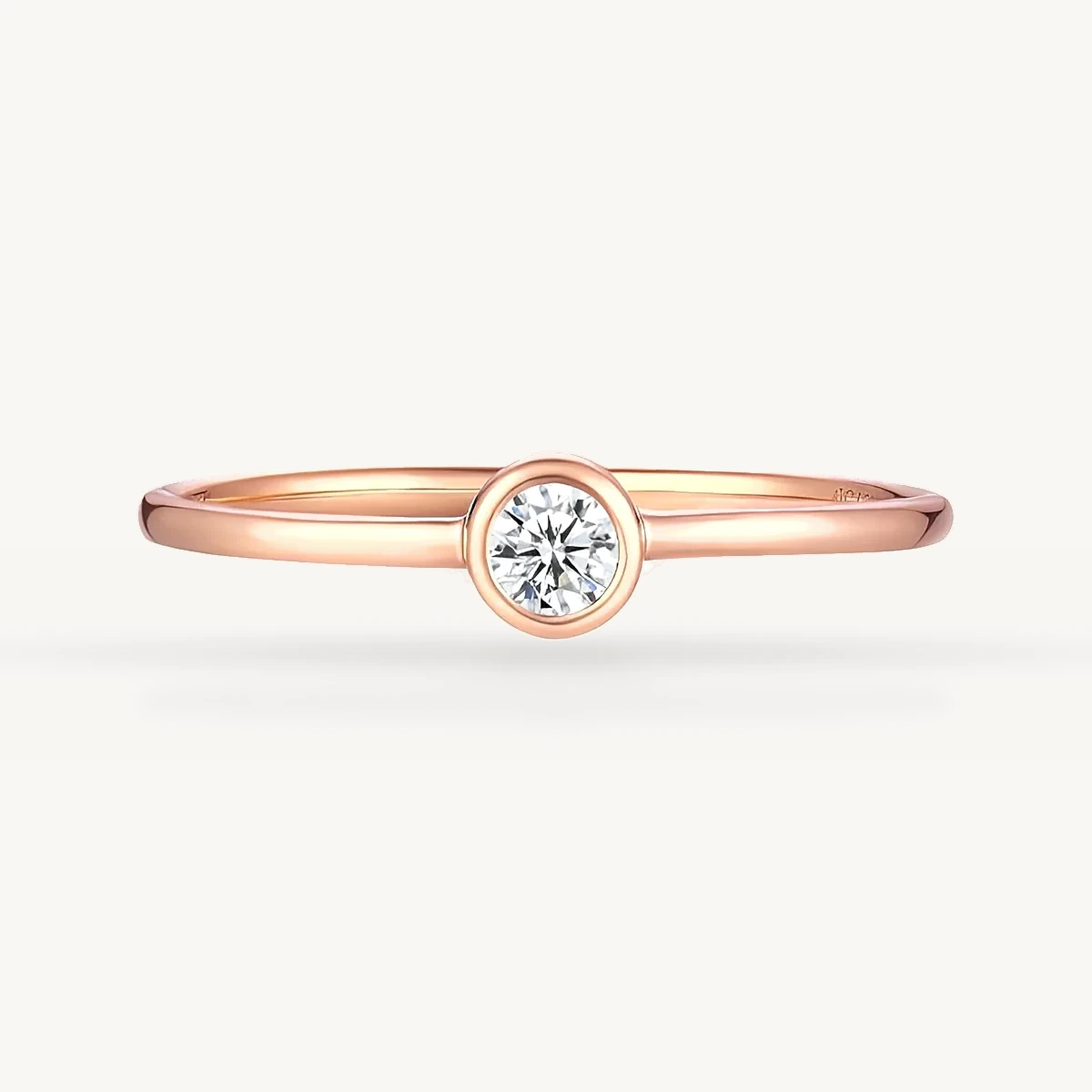 Round Bezel Stacking Ring in 14k Rose Gold