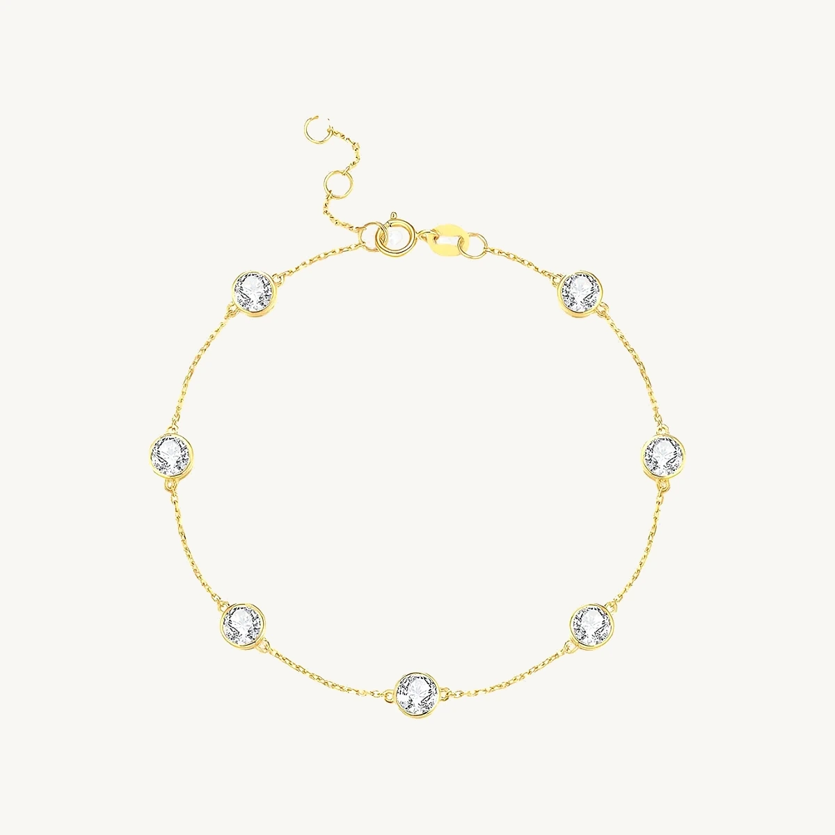 Round Bezel Station Bracelet in 14k Yellow Gold