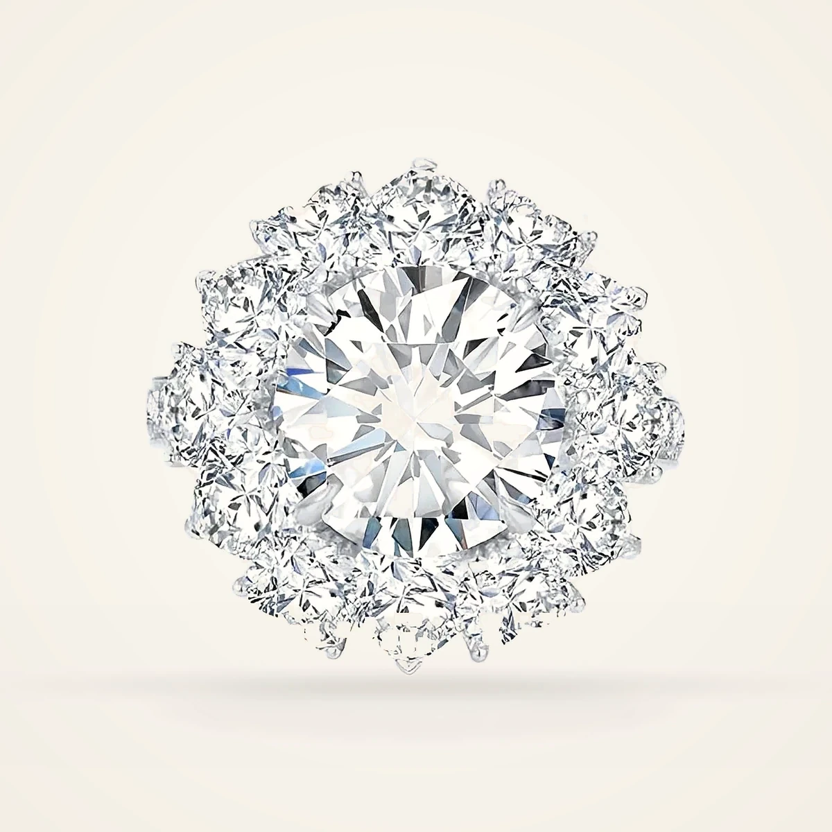 Round Floral Cluster Ring in 14k White Gold