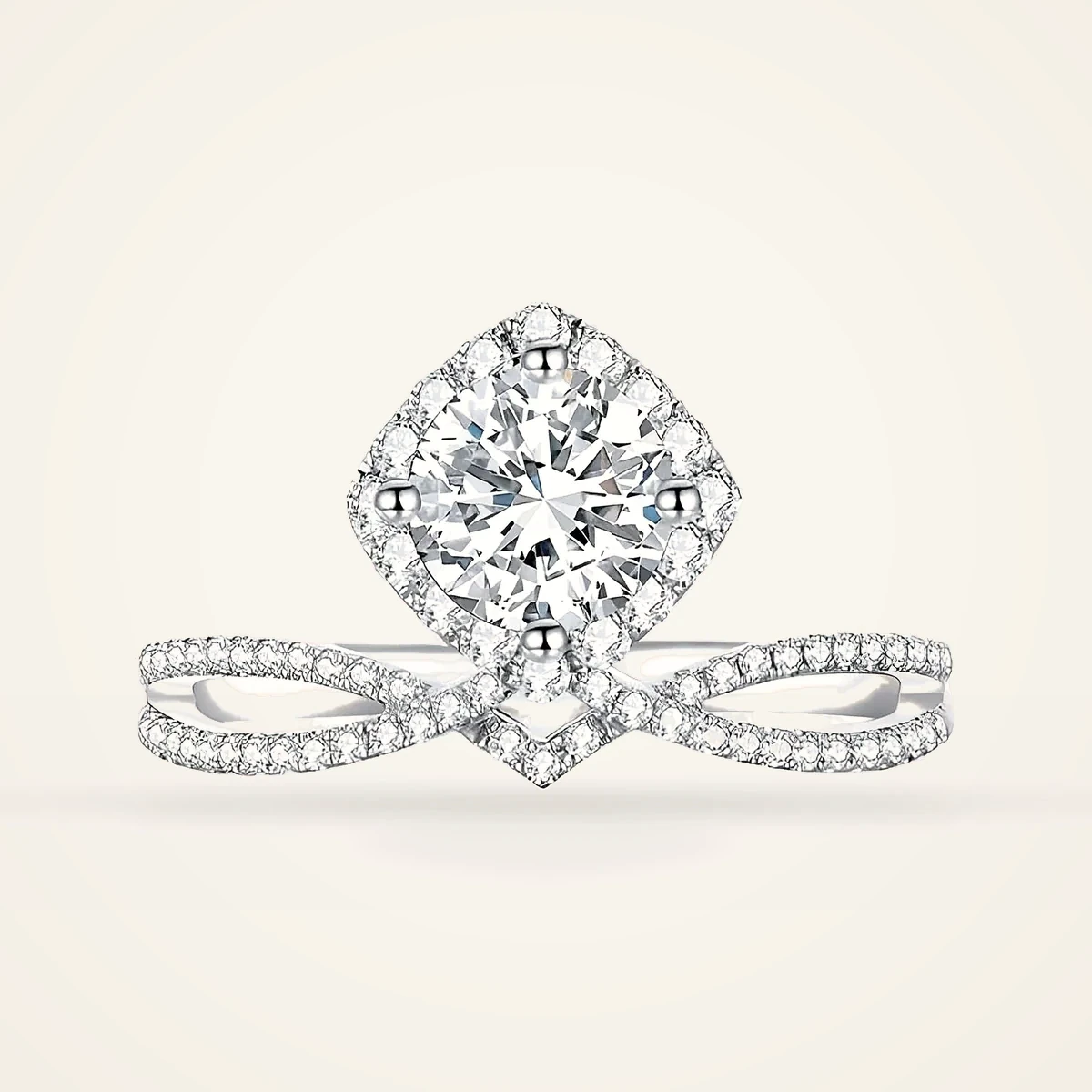Round Halo Infinity Ring in 14k White Gold