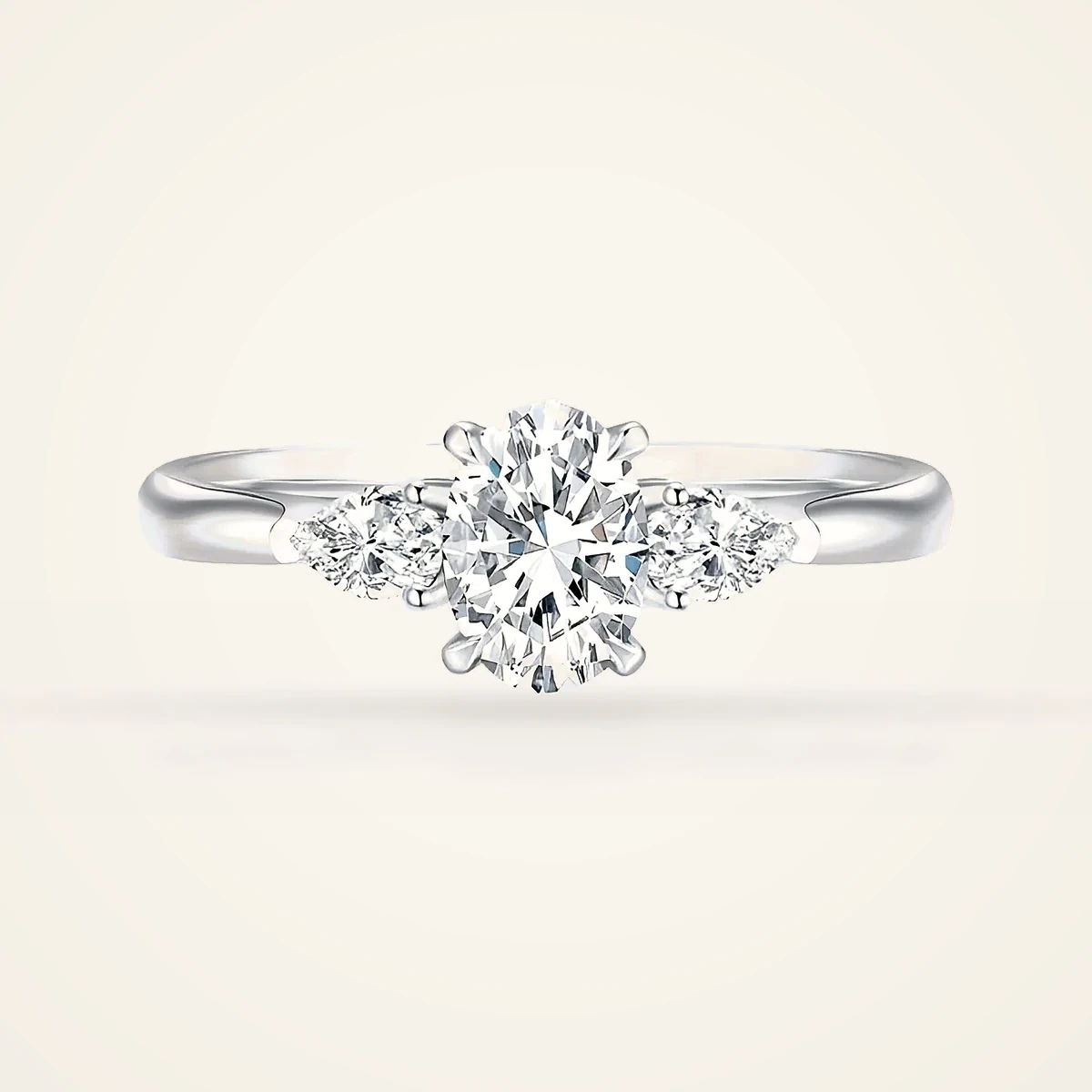Round Ring with Marquise Clusters in 14k White Gold