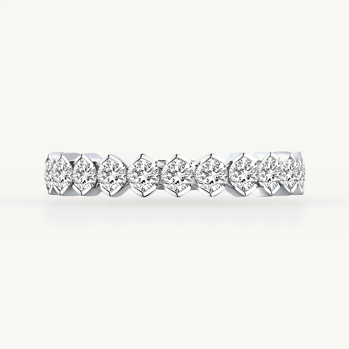 Scalloped Round Eternity Band in 14k White Gold