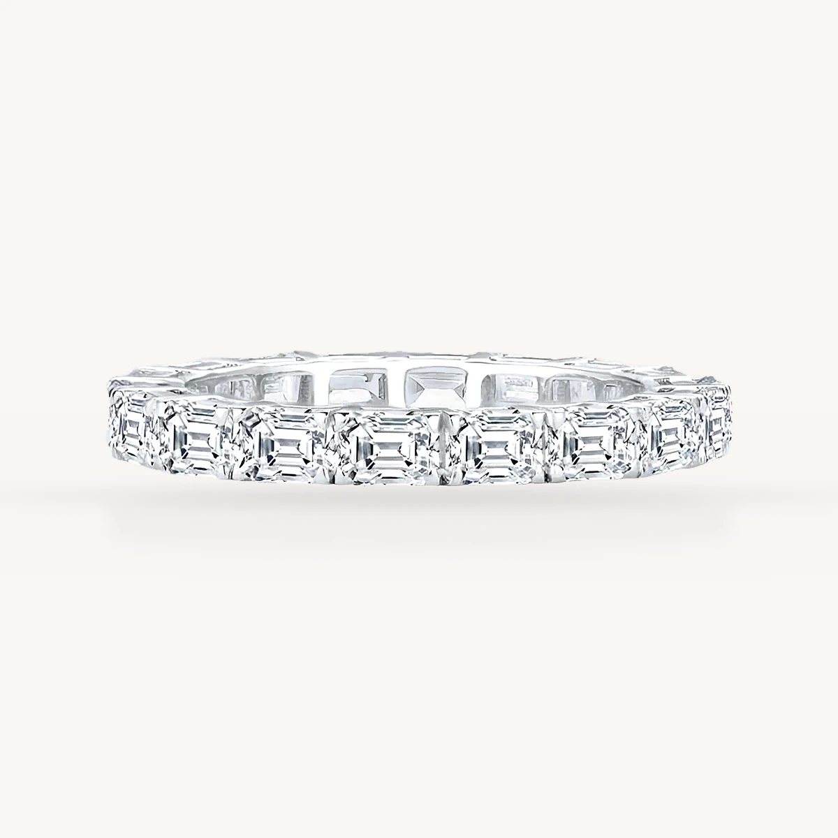 Slim Emerald-Cut Eternity Band in 14k White Gold
