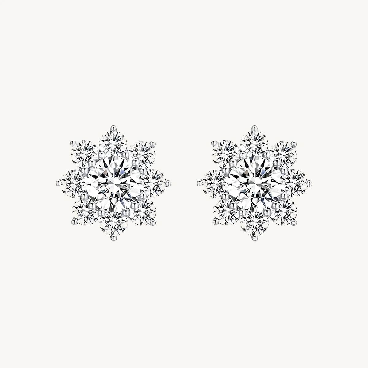 Snowflake Cluster Studs in 14k White Gold