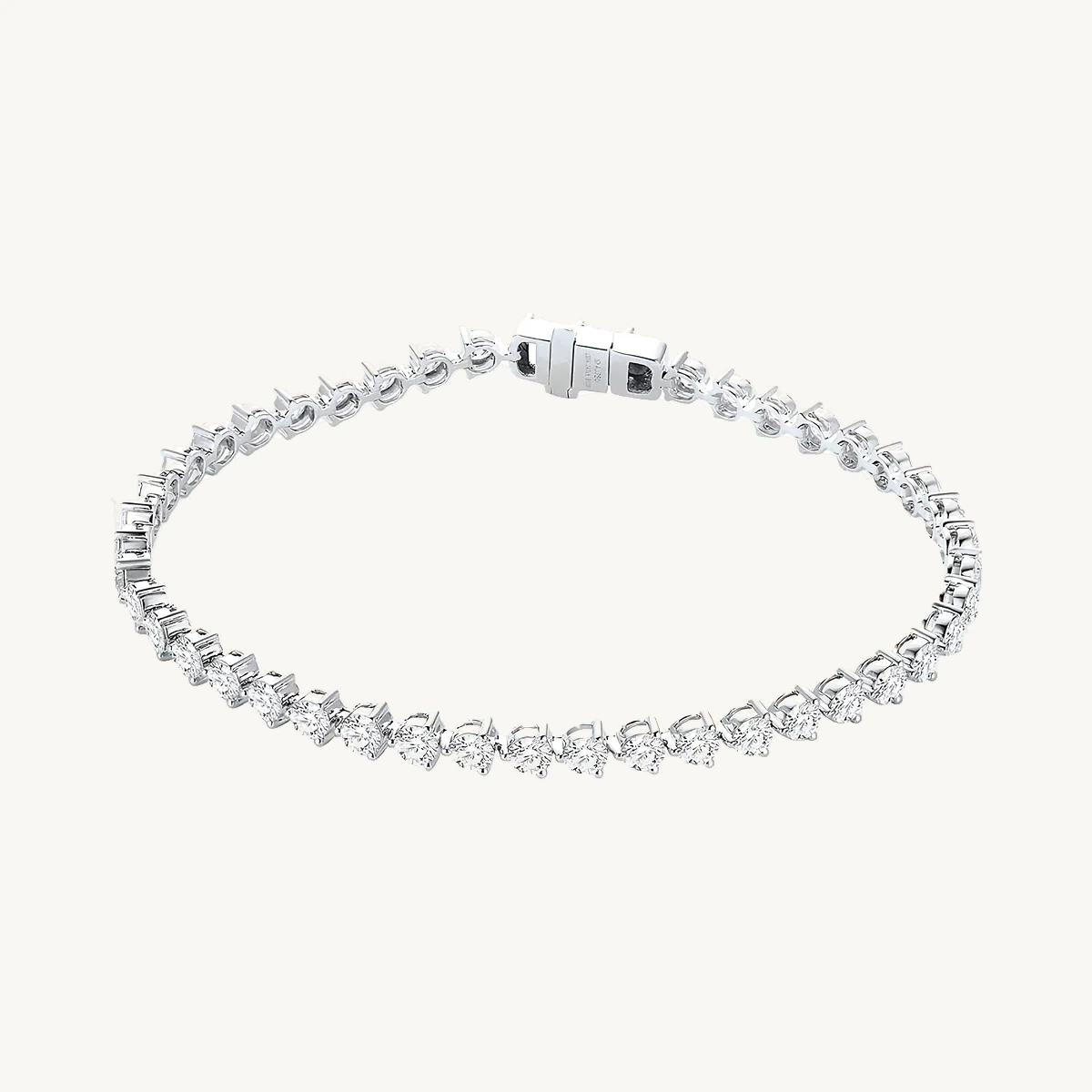 Three-Prong Round Tennis Bracelet in 14k White Gold