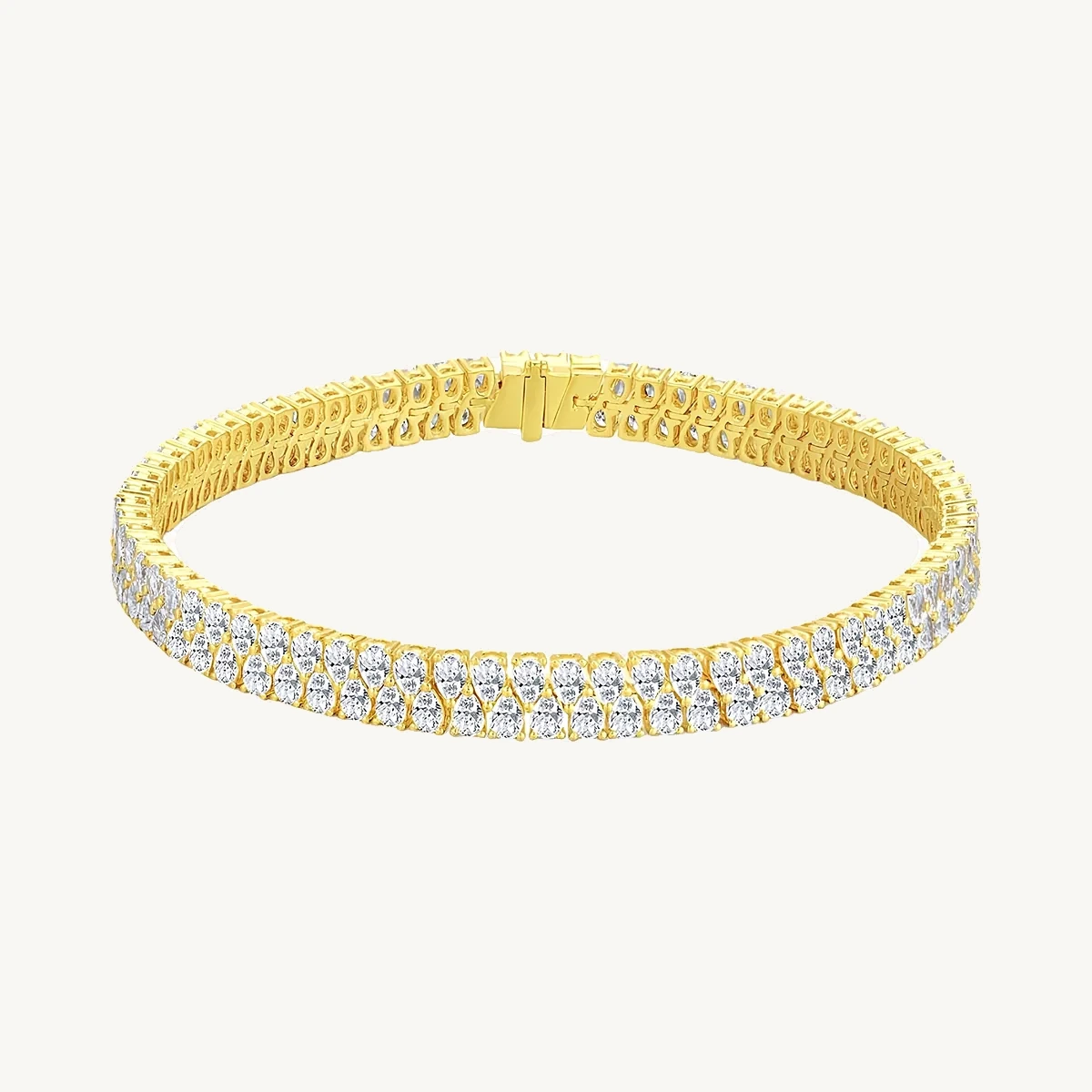 Three-Row Round Tennis Bracelet in 14k Yellow Gold