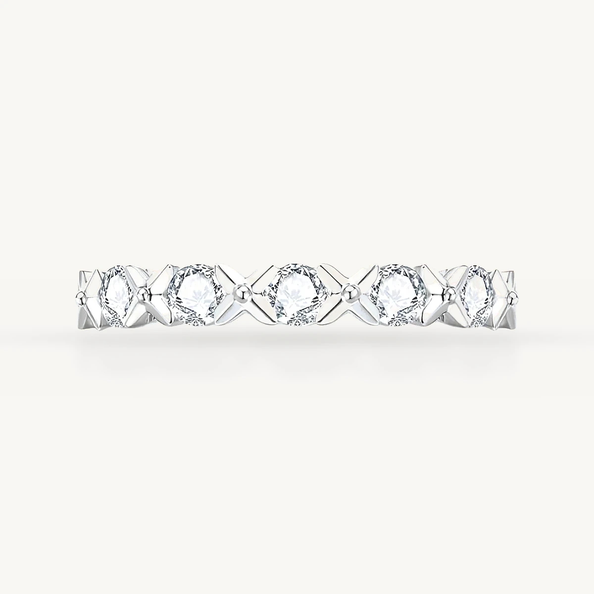 X-Link Bezel Station Band in 14k White Gold