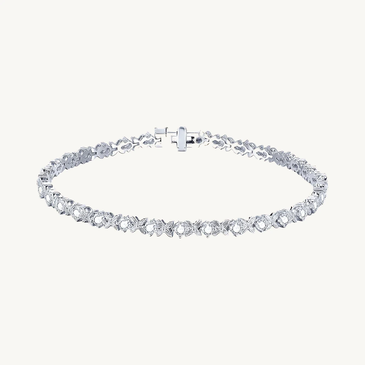 X-Link Round Tennis Bracelet in 14k White Gold